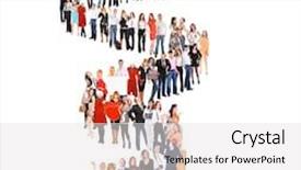  Presentation with queue - Presentation design enhanced with very long line people in queue background and a white colored foreground