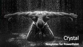  Presentation with rain - Amazing PPT theme having bad weather - very muscular handsome athletic man backdrop and a dark gray colored foreground