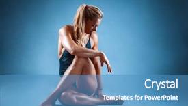  Presentation with music and athletic teams - Beautiful slide set featuring very muscular handsome athletic woman backdrop and a teal colored foreground