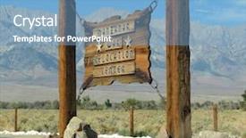 Presentation with sad - Beautiful slide set featuring sign at manzanar internment backdrop and a light blue colored foreground