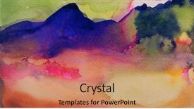  Presentation with abstract watercolor - Colorful theme enhanced with very nice original abstract landscape backdrop and a coral colored foreground