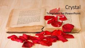  Presentation with feather and old book - Audience pleasing presentation design consisting of very old book ad 1902 backdrop and a coral colored foreground