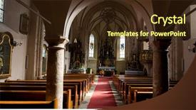  Presentation with church - Presentation theme consisting of very old church interior panorama background and a  colored foreground