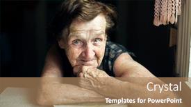  Presentation with old house - Beautiful slide deck featuring very-old-woman-a-portrait backdrop and a coral colored foreground