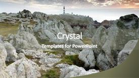  Presentation with dusk - Audience pleasing presentation theme consisting of very-rocky-coastline-and-lighthouse backdrop and a gray colored foreground