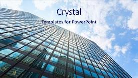  Presentation with tall buildings - Presentation theme featuring very tall business center background and a sky blue colored foreground