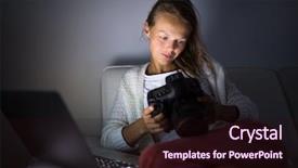  Presentation with tired - Colorful slides enhanced with tired eyes trying to stay backdrop and a wine colored foreground