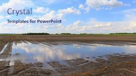  Presentation with agriculture water - Slides having very-wet-agriculture-clay-field background and a sky blue colored foreground