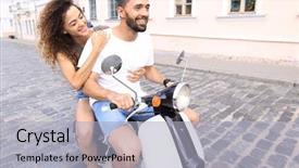  Presentation with healthy workplace full length side view - Beautiful slides featuring vespa - full length side view backdrop and a light gray colored foreground