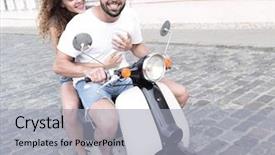  Presentation with motorbike - Audience pleasing slide deck consisting of vespa - full length side view backdrop and a  colored foreground