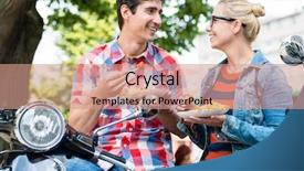  Presentation with rest - Beautiful slide set featuring vespa - tourist couple taking rest backdrop and a coral colored foreground