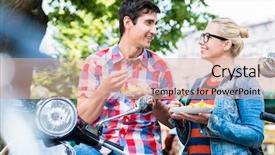  Presentation with rest - Theme with vespa - tourist couple taking rest background and a lemonade colored foreground