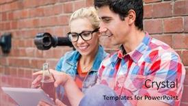  Presentation with tour guide - Colorful theme enhanced with vespa - young tourist couple woman backdrop and a coral colored foreground