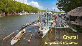  Presentation with boat river - Cool new slides with mud vessel - local fisherman's boat backdrop and a tawny brown colored foreground