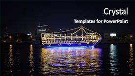  Presentation with eid mubarak illuminated arabic lantern - Cool new slide deck with vessel - traditional arabic dhow illuminated backdrop and a black colored foreground