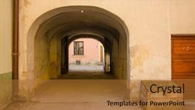  Presentation with tenement house in poland - Cool new slides with vestibule - lublin poland - derelict entrance backdrop and a red colored foreground