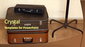  Presentation with travel - Presentation theme featuring vestibule - vintage old travel suitcases background and a  colored foreground