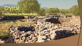  Presentation with ancient village - Audience pleasing PPT theme consisting of vestige - ancient megalithic serra orrios nuragic backdrop and a  colored foreground