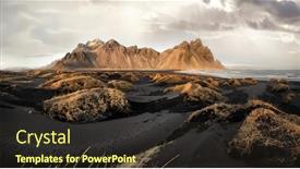  Presentation with beach sands - Colorful presentation theme enhanced with vestrahorn-mountains-and-stokksnes-beach backdrop and a tawny brown colored foreground