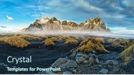  Presentation with beautiful nature - Cool new slide set with vestrahorn-stockknes-mountain-range-iceland backdrop and a tawny brown colored foreground