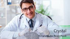  Presentation with vet imaging - Audience pleasing slide deck consisting of vet doctor checking up rabbit backdrop and a light blue colored foreground