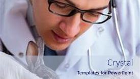  Presentation with vet - Cool new slide set with vet-doctor-checking-up-rabbit backdrop and a light blue colored foreground