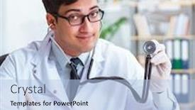  Presentation with vet imaging - Colorful presentation enhanced with vet-doctor-checking-up-rabbit backdrop and a light blue colored foreground