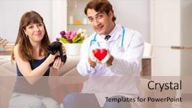  Presentation with doctor visiting family - Theme enhanced with vet doctor visiting sick kittens background and a coral colored foreground