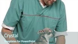  Presentation with paw - Cool new presentation with vet examining a chihuahua paw in front of white background backdrop and a ocean colored foreground