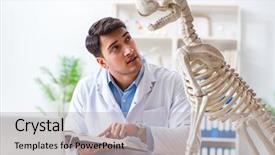  Presentation with vet - Cool new PPT theme with vet practicing on dog skeleton backdrop and a  colored foreground