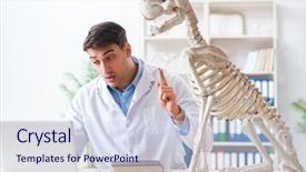  Presentation with vet - Colorful slide set enhanced with vet practicing on dog skeleton backdrop and a  colored foreground