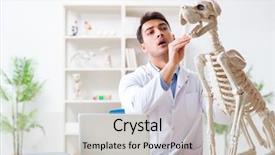  Presentation with vet - Slide deck having vet practicing on dog skeleton background and a  colored foreground