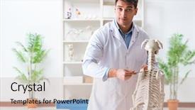  Presentation with dog adolescents - PPT theme with vet practicing on dog skeleton background and a  colored foreground