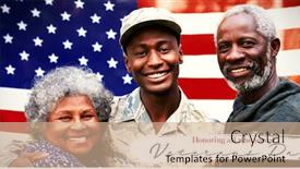  Presentation with veterans day - PPT theme featuring veterans-day-against-portrait background and a coral colored foreground