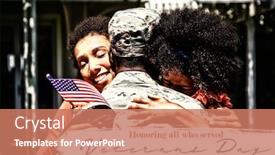  Presentation with veterans day - Slide set featuring veterans-day-against-soldier background and a coral colored foreground