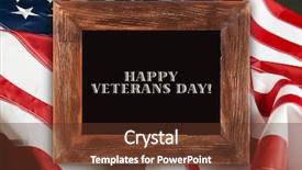  Presentation with american flag - Amazing PPT theme having veterans on chalkboard in frame backdrop and a tawny brown colored foreground