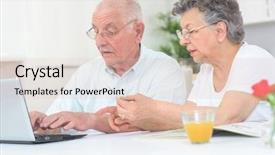  Presentation with broken home upset couple - Colorful slide deck enhanced with veterans technology - couple at home backdrop and a  colored foreground