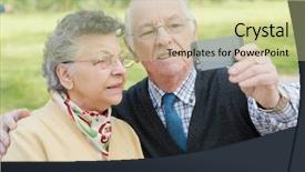  Presentation with elderly malnutrition - Beautiful presentation theme featuring veterans technology - elderly couple doing selfie backdrop and a  colored foreground