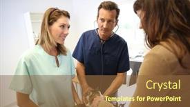  Presentation with health - Presentation design featuring veterinarian-in-clinic-checking background and a tawny brown colored foreground