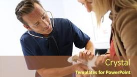  Presentation with health - Cool new PPT theme with veterinarian-in-clinic-checking backdrop and a red colored foreground