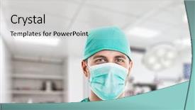  Presentation with cardiac - Colorful PPT theme enhanced with veterinary cardiac - portrait of a confident surgeon backdrop and a  colored foreground