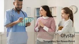  Presentation with veterinary pig - Cool new theme with veterinary doctor making medical prescription backdrop and a mint green colored foreground