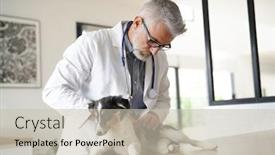  Presentation with veterinary - Theme consisting of veterinary-examining-puppy-dog-clinic background and a soft green colored foreground