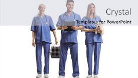  Presentation with team-health - Presentation theme with veterinary-health-care-team and a light blue colored foreground