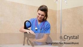  Presentation with veterinary nurse - Presentation with veterinary nurse provides medical care background and a  colored foreground