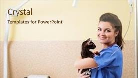  Presentation with veterinary nurse - PPT theme with veterinary nurse provides medical care background and a  colored foreground