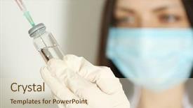  Presentation with medical robot hand and doctor - Presentation theme consisting of veterinary pharmacy - ampule and syringe in hands background and a lemonade colored foreground