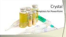  Presentation with flasks - Slides consisting of veterinary pharmacy - flasks with medicines and syringe background and a white colored foreground