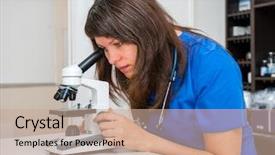  Presentation with vet - Beautiful PPT layouts featuring veterinary pharmacy - young woman vet doctor examines backdrop and a coral colored foreground