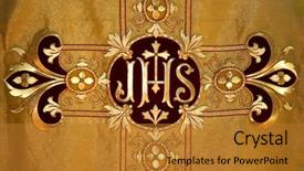  Presentation with church flyers - Presentation theme consisting of vetment - golden embroidered church vestments background and a  colored foreground